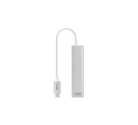 Nanocable Conversor USB-C a Ethernet Gigabit y 3x USB 3.0 Aluminio 15 cm Plata