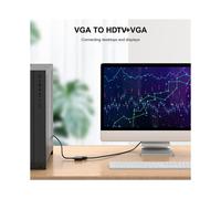 Convertidor VGA A HDTV + VGA ConexióN de Computadora Monitor TV Pantalla Dual con Cable Adaptador de Pantalla con Convertidor de Corriente
