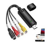 Convertidor VHS a Digital, Adaptador RCA a USB 2.0, Capturadora de Vídeo Digital para VHS VCR DVD, Grabadora Digitalizadora de Audio y Video Analógico a PC, Adaptador y Software para Windows XP/7/8/10