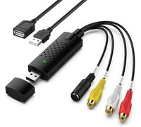 Convertidor VHS a Digital, convertidor de Audio RCA a USB, Tarjeta de Captura de Video USB 2.0, Convierte VHS a Digital de VHS VCR Mini DV Hi8 DVD para Mac/PC