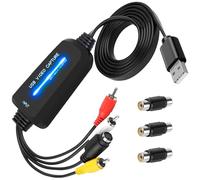 Convertidor VHS a digital, tarjeta de captura USB 2.0 para VHS/VCR/DVD/Hi8, adaptador de video HD Plug and Play 1080p compatible con Windows/Mac, convierte analógico a digital para el hogar