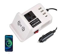 Convertidores de salida para automóvil, Inversor para automóvil | Convertidor de voltaje de 200 W | Inversor automotriz, convertidor de voltaje, 3 puertos USB de carga rápida, convertidor de enchufe d