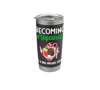 Convertirse en vegetariano es un gran bistec perdido Vaso térmico de acero inoxidable de doble pared