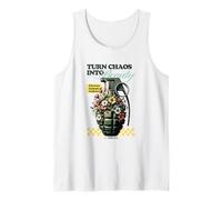 Convierte el Caos en un diseño de Granada Floral de Belleza Camiseta sin Mangas