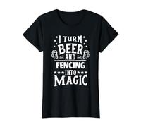 Convierte la Cerveza y la esgrima en una esgrima mágica Divertida Camiseta gráfica económica, Mujer, Negro, XS
