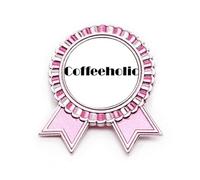 Conviértete en un estilo Coffeeholic Art Deco Fashion Badge Broche Pin Rosa Ganador Medalla de Premio, Medio, Metal, Medium, Metal