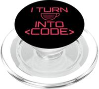 CONVIERTO EL CAFÉ EN CÓDIGO Divertidos Desarrolladores Web Codificación Meme PopSockets PopGrip para MagSafe