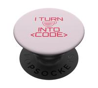 CONVIERTO EL CAFÉ EN CÓDIGO Programadores Web Meme DE Codificación EN LA Parte ATRÁS PopSockets PopGrip Adhesivo
