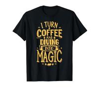 Convierto el café y me sumerjo en un buceador Divertido mágico Camiseta gráfica económica, Hombre, Negro, XL