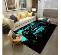CONVOW 3D Gamer Alfombra Dormitorio Modern Gaming Alfombra Salón Antideslizante Graffiti Alfabeto Decorativa Pelo Suave Adolescentes Niños Alfombras de Área (Verde e Nero,80x160cm)