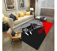 CONVOW 3D Gamer Alfombra Dormitorio Modern Gaming Alfombra Salón Antideslizante Graffiti Alfabeto Decorativa Pelo Suave Adolescentes Niños Alfombras de Área (Grigio e Nero,80x160cm)