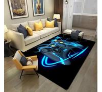 CONVOW 3D Gamer Alfombra Dormitorio Modern Gaming Alfombra Salón Antideslizante Graffiti Alfabeto Decorativa Pelo Suave Adolescentes Niños Alfombras de Área (BLU,80x120cm)