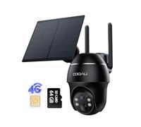 COOAU 4G LTE 2K Cámara Vigilancia Exterior Solar con Tarjeta SIM, Negra | SD 64 GB Incluida, Cámara Solar 4G sin Cable, PTZ 355°/90°, Visión Nocturna, PIR y Audio Bidireccional