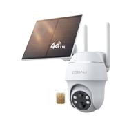 COOAU 4G LTE Cámara Vigilancia Exterior Solar con Tarjeta Sim,4 LED,Blanco | 2K 3MP QHD Camara Solar 4G sin Cable con Batería,PTZ 355°/90°,Visión Nocturna,PIR Detección de Movimiento,Audio de Dos Vías