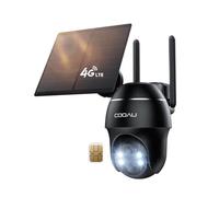 COOAU 4G LTE Cámara Vigilancia Exterior Solar con Tarjeta Sim,4 LED,Negro