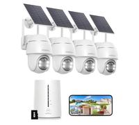 COOAU 4MP Kit de Cámara Vigilancia WiFi Exterior Solar con Batería,4Cámaras