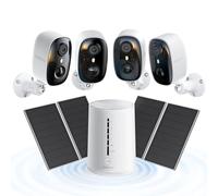 COOAU Cámara de seguridad solar inalámbrica de 4 MP/2.5 K para exteriores, con tarjeta SD de 64 GB, visión nocturna a color, WiFi de doble banda (2.4 GHz y 5 GHz), sin tarifa mensual, alimentada por
