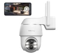 COOAU Cámara de vigilancia exterior con batería - Cámara de vigilancia exterior - 2 K PTZ 355°/90° inalámbrica WiFi IP Cámara exterior con detector de movimiento inteligente | visión nocturna de
