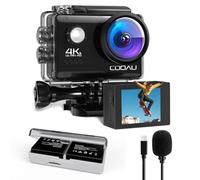 COOAU Camara Deportiva 4K30FPS 20MP WiFi con Micrófono Externo, Gran Angular 170 °, Camara Acuatica Sumergible 40M Impermeable Videocámara de Casco con Control Remoto, 2×1200mAh Baterías, Accesorios