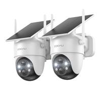 COOAU Camara Vigilancia WiFi Exterior Solar,con Panel Solar sin Cables,360°PTZ Camara de Seguridad para Domicilio,Visión Nocturna Color,Audio Bidirecciona,PIR Sirena,IP66