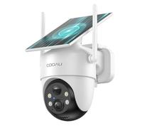 COOAU Camara Vigilancia WiFi Exterior Solar,con Panel Solar sin Cables,360°PTZ Camara de Seguridad para Domicilio,Visión Nocturna Color,Audio Bidirecciona,PIR Sirena,IP66