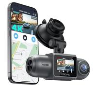 COOAU D30S 4K Dashcam con GPS, Wi-Fi, Frontal Interior, Doble Dash CAM Coche 2.5K 1080P, Nocturna, Supercondensador, Sensor G, Modo de Estacionamiento y Grabación en Bucle