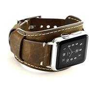 CooBES Correa Compatible con Apple Watch 45 mm 44 mm 42 mm, Vintage Pulsera Cuero Genuino Banda de Bucle de Repuesto para iWatch Series 7/6/5/4/3/2/1 SE Mujeres Hombres (45/44/42mm, Café)