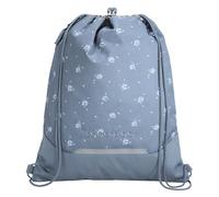 coocazoo Bolsa de gimnasio con bolsillo con cremallera y cordón, elementos reflectantes, hebilla de fijación a mochila escolar, 10 litros, a partir de 3 grados, Bloomy Daisy - Gris Claro, Bloomy Daisy