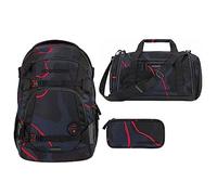 Coocazoo MATE - Mochilas, Mochila Escolar (3 piezas, incluye bolsa de deporte y estuche), Lava Lines, Talla única