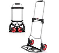 COOCHEER Carretilla de Mano de Aluminio Plegable - Mango Telescópico Extra Largo de 100 cm, Carretilla para Uso Industrial y Doméstico, Capacidad Máxima de Carga 120 kg, Negro y Rojo