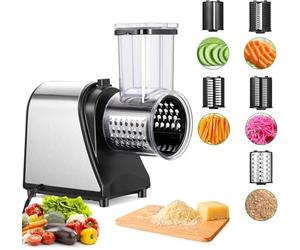 COOCHEER - Cortador eléctrico de verduras (250 W, calibre grande, mejorado, de acero inoxidable, con 5 cuchillas para varios vegetales