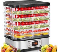 COOCHEER Dehydrator with temperature regulation, 8 levels, removable dehydrator, temperature regulation 35-70 °C for meat, meat, fruits, vegetables and nuts, 400 W, BPA free