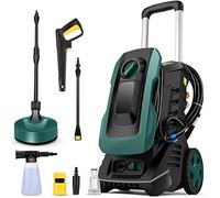 COOCHEER Limpiador de Alta presión de 1800 W con Boquilla 3 en 1, Boquilla de Espuma, Pistola de Alta presión, Manguera de 5 m, Cable de 5 m, presión: 135 Bar, caudal máximo: 590 litros por Hora