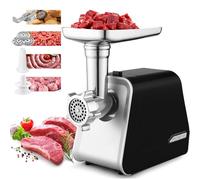 COOCHEER Picadora de carne eléctrica, 2000 W, picadora de carne picada con 3 discos perforados, accesorios para salchichas y kibbe para cocina doméstica, carne, comida para bebés