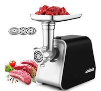 COOCHEER Picadora de Carne Eléctrica 3 en 1 con Embutidora -2000W, Negro | Máquina picadora multifunción con 3 discos en formato per biscotti. Ideal para hacer salchichas y uso doméstico