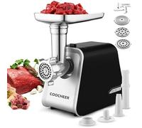 COOCHEER Picadora de carne eléctrica profesional de 2000 W, 3 en 1 con relleno de salchichas, accesorio para galletas y accesorio para kebbe, máquina de carne de acero inoxidable con 3 discos de