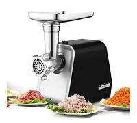 COOCHEER Picadora de carne profesional, máquina para salchichas profesional, 3 accesorios diferentes para el corte, accesorios para kubbe, acero inoxidable, 1500 W
