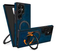 COODIO Funda con Soporte Pivotante de 360° para Samsung Galaxy S22 Ultra 6,8 Pulgadas, Funda de Cuero Magnética para MagSafe/Cargador inalámbrico, Cover Delgadas y Creativas, Azul Real