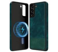 COODIO Funda de Cuero para Samsung Galaxy S22 6,1 Pulgadas, Carcasa Magnética para MagSafe/Cargador inalámbrico, Cover Delgadas y Creativas, Verde Oscuro