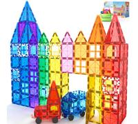 Coodoo 100PCS Bloques Magnéticos Juguetes Niños 3 Años - Set de Construcción Bloques Magneticos Construccion Niños con 2 Coches. Regalo Educativo Juguetes Niños 3 Años. ¡Diversión y Aprendizaje