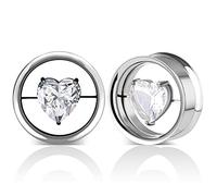 COOEAR 1 par de dilatadores de acero inoxidable con gemas, dilatadores para orejas, dilatador doble acampanado., 00g(10mm), Metal, Arenisca