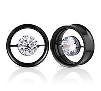COOEAR 1 par de dilatadores de acero inoxidable con gemas, dilatadores para orejas, dilatador doble acampanado., 0g(8mm), Metal, Arenisca