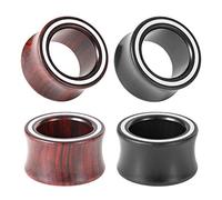 COOEAR 2 pares de dilatadores de madera con ojales, túneles de oreja, elegantes tapones de concha, estilo círculo.