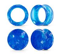 COOEAR Juego de 2 pares de dilatadores a juego para orejas, túneles de carne, pendientes y dilatadores de oreja de acrílico azul.