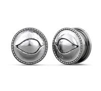 COOEAR Túnel de oreja y tapón de rosca, medidores de carne para pendientes, diseño de ojo a juego derecho e izquierdo., 9/16"(14mm), Acero inoxidable, Arenisca