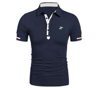 COOFANDY Camisa de Polo para Hombres Polo Clásico Camisa de Polo Básica de Manga Corta Polos de Golf para Hombres(Azul Marino L)