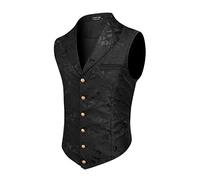 COOFANDY Chaleco de Traje Para Hombre Victoriano Gótico Steampunk - Paisley Floral, Formal, Esmoquin Con Solapa Muesca - Negro, Medium