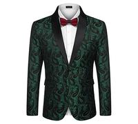 Coofandy Chaqueta de Esmoquin Floral para Hombre, con Solapa, para Cena, graduación, Boda, Navidad Verde, X-Large