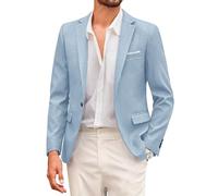 COOFANDY Chaqueta de traje para hombre, americana deportiva, blazer para tiempo libre, para trabajo, corte normal, de un botón, azul/gris, XL