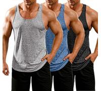 COOFANDY Hombres 3-Pack Quick Dry Tanktop Tankshirt Hombres Moda Tank Top Fitness Chaqueta Muscle Shirt Negro/Gris Claro/Azul Marino M